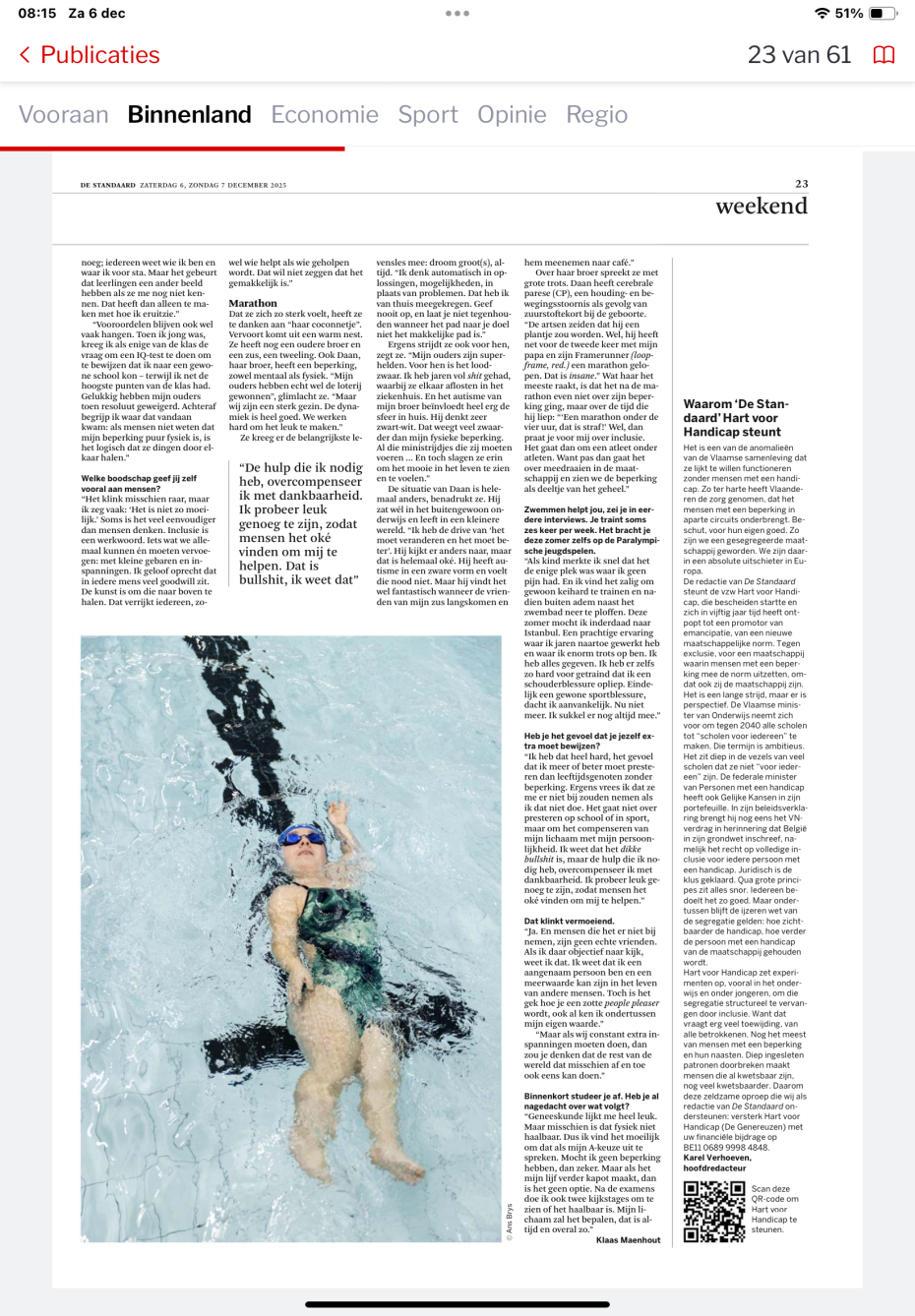 Waarom de Standaard Hart voor Handicap steunt